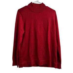 Calvin Klein Red Mock Turtleneck Buttons Shimmery Large